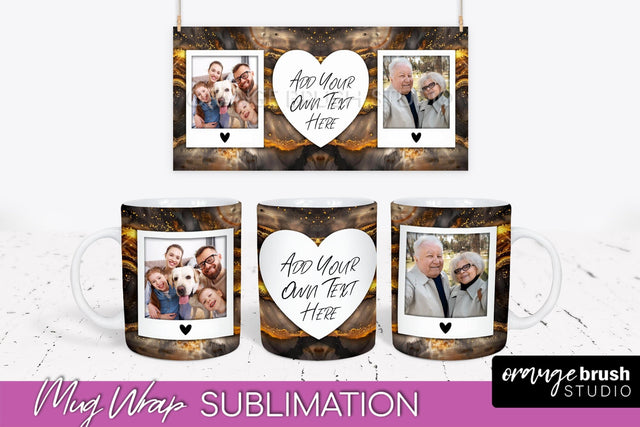 Add Your Photo Mug Wrap - Marble Mug Sublimation Design Sublimation OrangeBrushStudio 