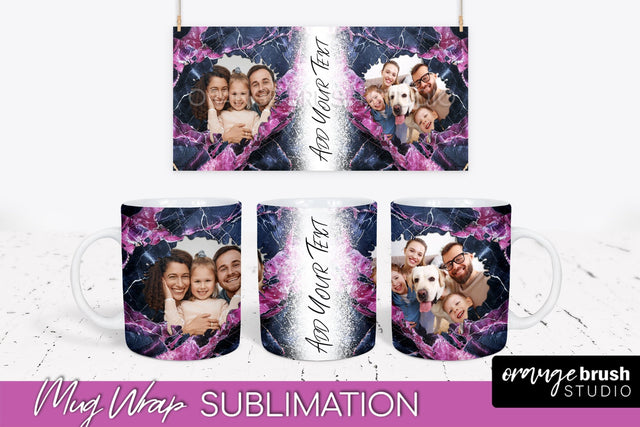 Add Your Photo Mug Wrap - Marble Mug Sublimation Design Sublimation OrangeBrushStudio 
