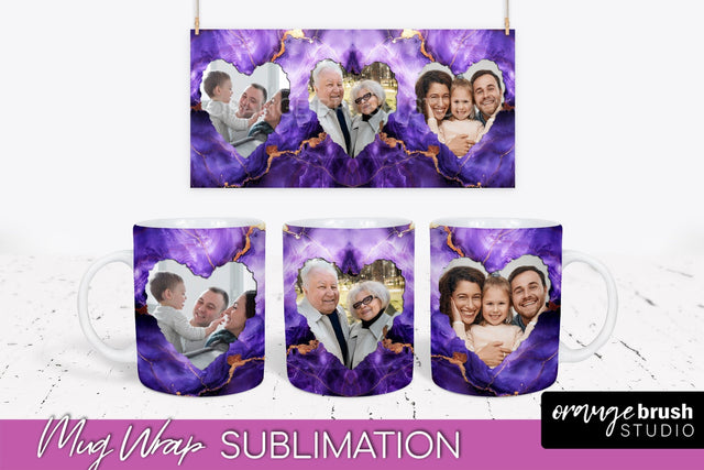 Add Your Photo Mug Wrap - Marble Mug Sublimation Design Sublimation OrangeBrushStudio 