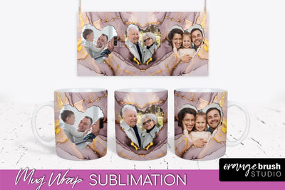 Add Your Photo Mug Wrap - Marble Mug Sublimation Design Sublimation OrangeBrushStudio 