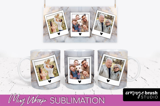 Add Your Photo Mug Wrap - Marble Mug Sublimation Design Sublimation OrangeBrushStudio 