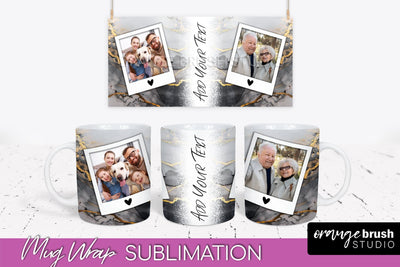 Add Your Photo Mug Wrap - Marble Mug Sublimation Design Sublimation OrangeBrushStudio 