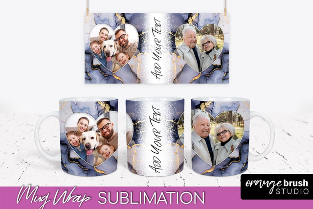 Add Your Photo Mug Wrap - Marble Mug Sublimation Design Sublimation OrangeBrushStudio 