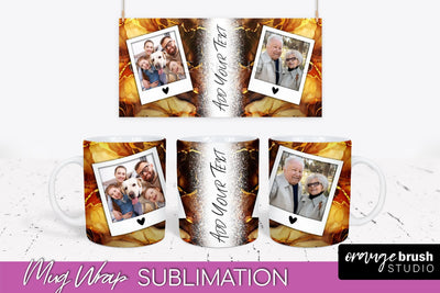 Add Your Photo Mug Wrap - Marble Mug Sublimation Design Sublimation OrangeBrushStudio 