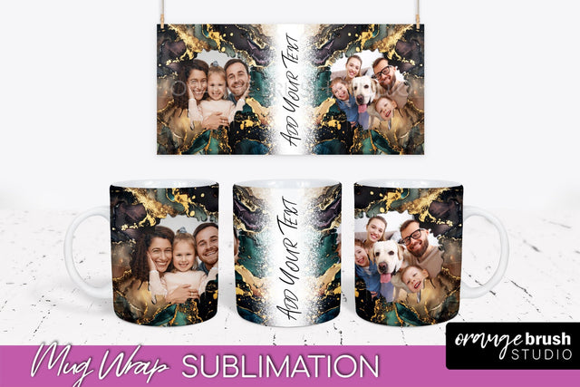 Add Your Photo Mug Wrap - Marble Mug Sublimation Design Sublimation OrangeBrushStudio 