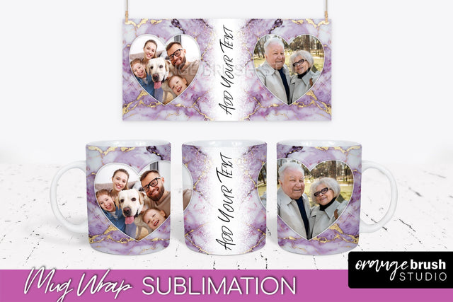 Add Your Photo Mug Wrap - Marble Mug Sublimation Design Sublimation OrangeBrushStudio 