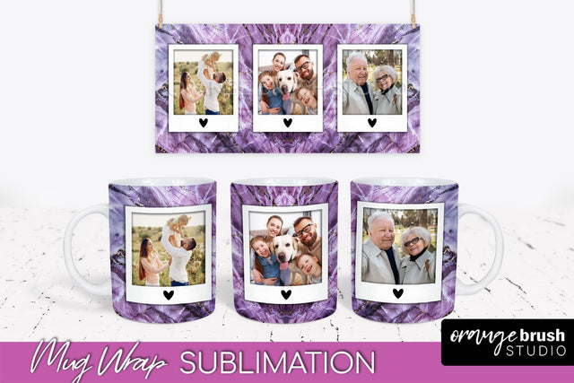 Add Your Photo Mug Wrap - Marble Mug Sublimation Design Sublimation OrangeBrushStudio 