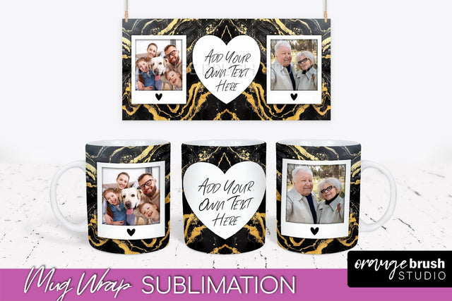 Add Your Photo Mug Wrap - Marble Mug Sublimation Design Sublimation OrangeBrushStudio 