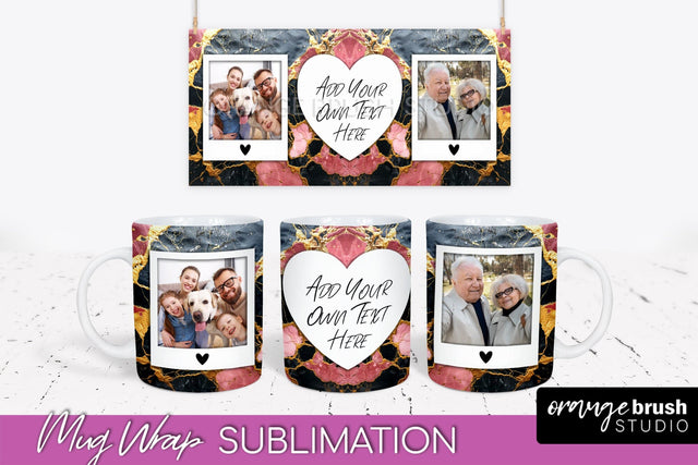 Add Your Photo Mug Wrap - Marble Mug Sublimation Design Sublimation OrangeBrushStudio 