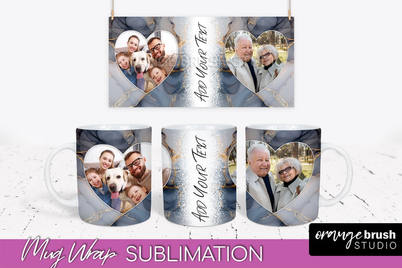 Add Your Photo Mug Wrap - Marble Mug Sublimation Design Sublimation OrangeBrushStudio 