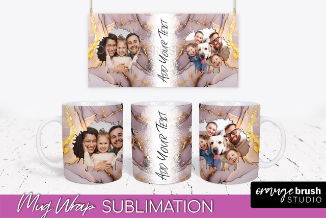 Add Your Photo Mug Wrap - Marble Mug Sublimation Design Sublimation OrangeBrushStudio 