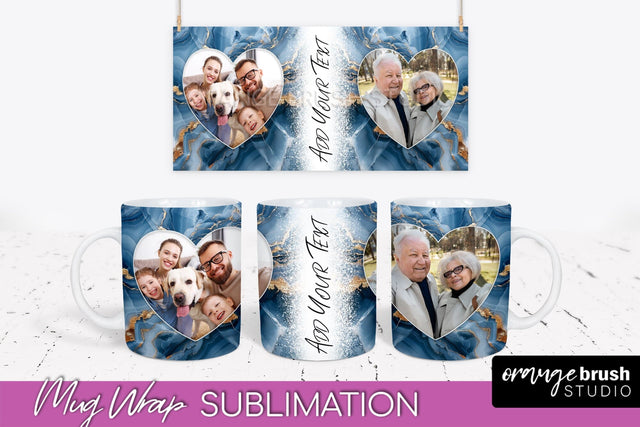 Add Your Photo Mug Wrap - Marble Mug Sublimation Design Sublimation OrangeBrushStudio 