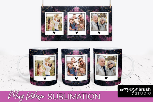 Add Your Photo Mug Wrap - Marble Mug Sublimation Design Sublimation OrangeBrushStudio 