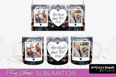 Add Your Photo Mug Wrap - Marble Mug Sublimation Design Sublimation OrangeBrushStudio 