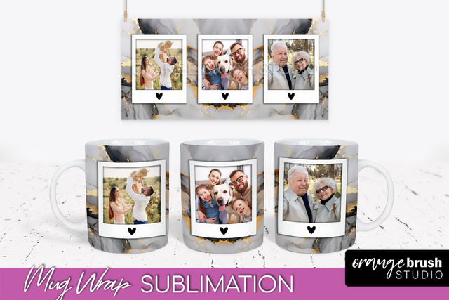 Add Your Photo Mug Wrap - Marble Mug Sublimation Design Sublimation OrangeBrushStudio 