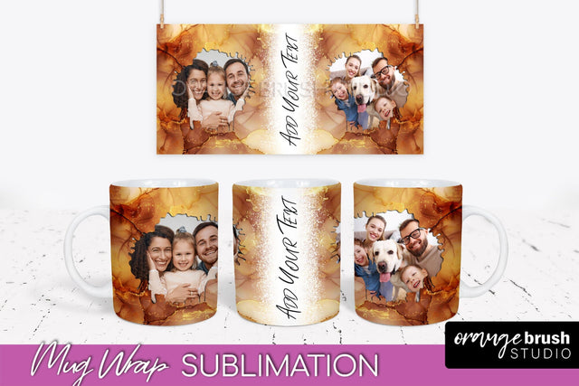 Add Your Photo Mug Wrap - Marble Mug Sublimation Design Sublimation OrangeBrushStudio 