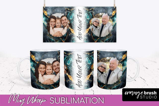 Add Your Photo Mug Wrap - Marble Mug Sublimation Design Sublimation OrangeBrushStudio 