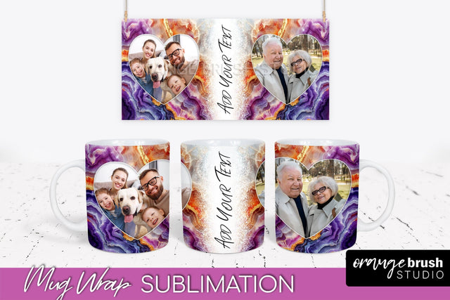 Add Your Photo Mug Wrap - Marble Mug Sublimation Design Sublimation OrangeBrushStudio 