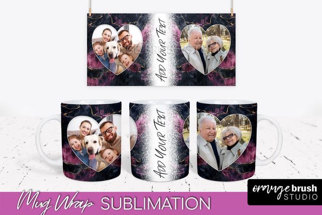 Add Your Photo Mug Wrap - Marble Mug Sublimation Design Sublimation OrangeBrushStudio 