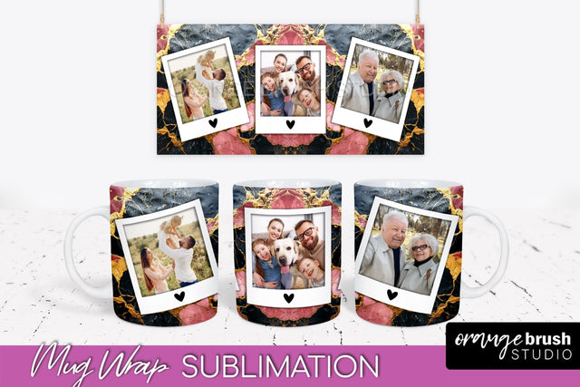 Add Your Photo Mug Wrap - Marble Mug Sublimation Design Sublimation OrangeBrushStudio 