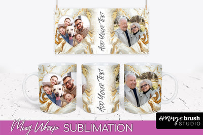 Add Your Photo Mug Wrap - Marble Mug Sublimation Design Sublimation OrangeBrushStudio 