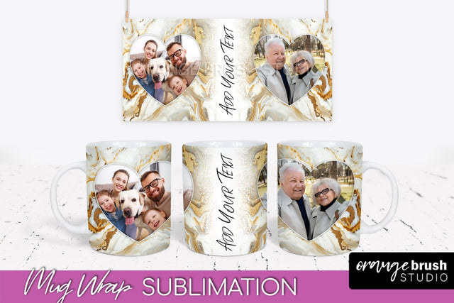 Add Your Photo Mug Wrap - Marble Mug Sublimation Design Sublimation OrangeBrushStudio 