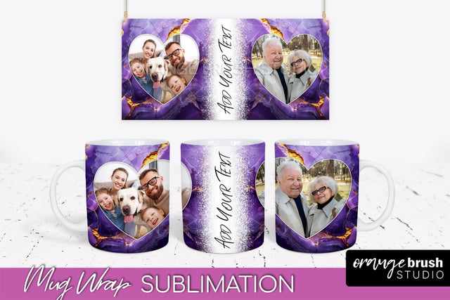Add Your Photo Mug Wrap - Marble Mug Sublimation Design Sublimation OrangeBrushStudio 