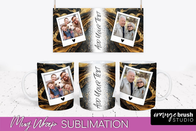 Add Your Photo Mug Wrap - Marble Mug Sublimation Design Sublimation OrangeBrushStudio 