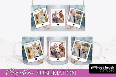 Add Your Photo Mug Wrap - Marble Mug Sublimation Design Sublimation OrangeBrushStudio 