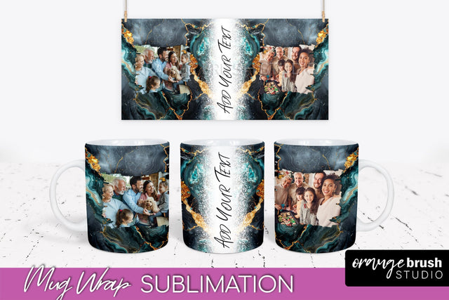 Add Your Photo Mug Wrap - Marble Mug Sublimation Design Sublimation OrangeBrushStudio 