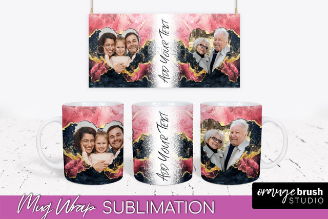 Add Your Photo Mug Wrap - Marble Mug Sublimation Design Sublimation OrangeBrushStudio 