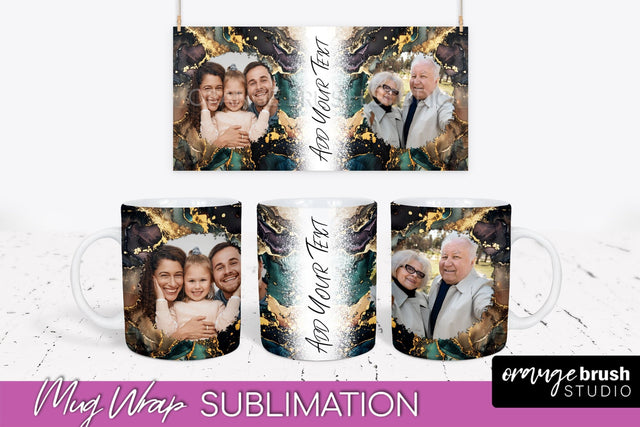 Add Your Photo Mug Wrap - Marble Mug Sublimation Design Sublimation OrangeBrushStudio 