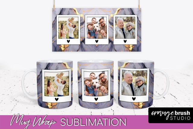 Add Your Photo Mug Wrap - Marble Mug Sublimation Design Sublimation OrangeBrushStudio 