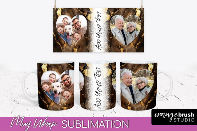 Add Your Photo Mug Wrap - Marble Mug Sublimation Design Sublimation OrangeBrushStudio 