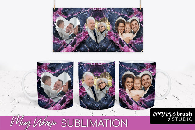 Add Your Photo Mug Wrap - Marble Mug Sublimation Design Sublimation OrangeBrushStudio 
