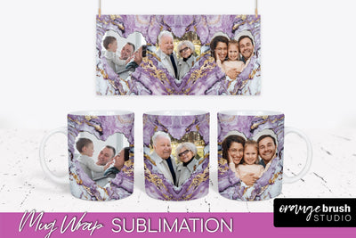 Add Your Photo Mug Wrap - Marble Mug Sublimation Design Sublimation OrangeBrushStudio 