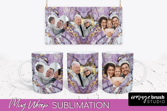 Add Your Photo Mug Wrap - Marble Mug Sublimation Design Sublimation OrangeBrushStudio 