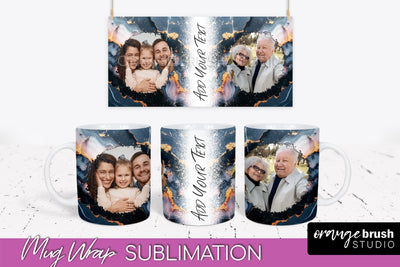 Add Your Photo Mug Wrap - Marble Mug Sublimation Design Sublimation OrangeBrushStudio 