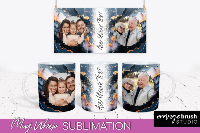 Add Your Photo Mug Wrap - Marble Mug Sublimation Design Sublimation OrangeBrushStudio 