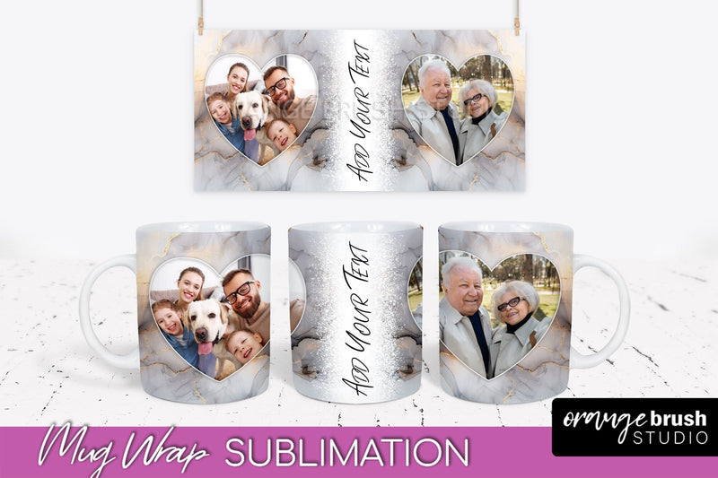 Add Your Photo Mug Wrap - Marble Mug Sublimation Design Sublimation OrangeBrushStudio 