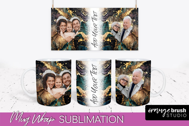 Add Your Photo Mug Wrap - Marble Mug Sublimation Design Sublimation OrangeBrushStudio 