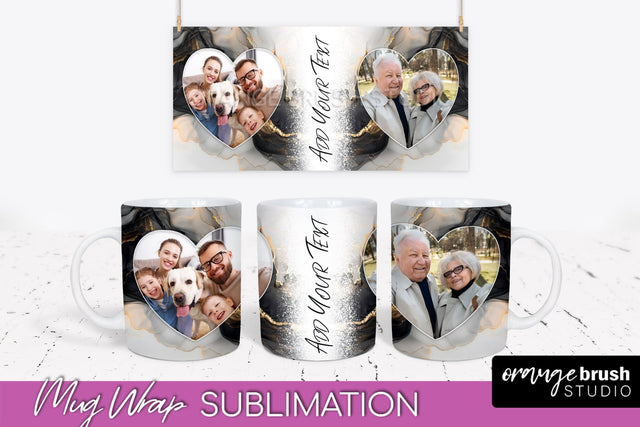 Add Your Photo Mug Wrap - Marble Mug Sublimation Design Sublimation OrangeBrushStudio 