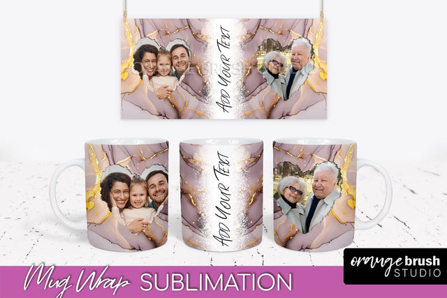 Add Your Photo Mug Wrap - Marble Mug Sublimation Design Sublimation OrangeBrushStudio 