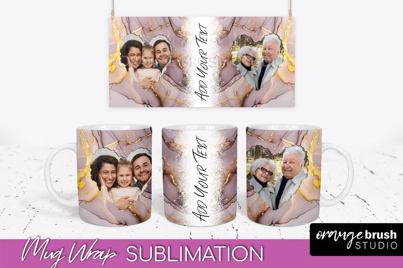 Add Your Photo Mug Wrap - Marble Mug Sublimation Design Sublimation OrangeBrushStudio 
