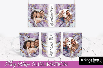 Add Your Photo Mug Wrap - Marble Mug Sublimation Design Sublimation OrangeBrushStudio 