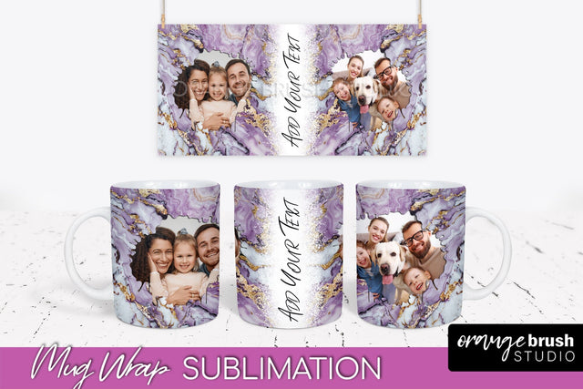 Add Your Photo Mug Wrap - Marble Mug Sublimation Design Sublimation OrangeBrushStudio 