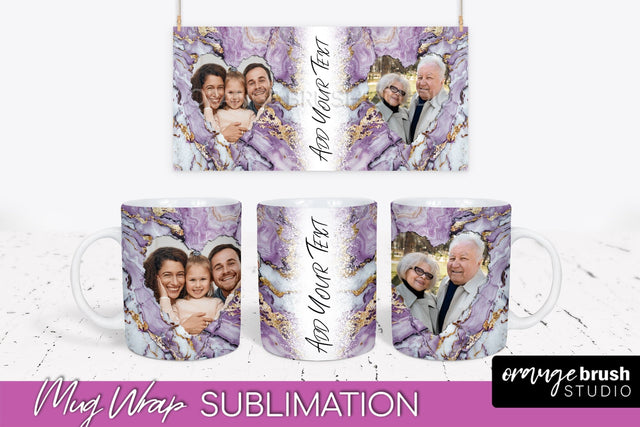 Add Your Photo Mug Wrap - Marble Mug Sublimation Design Sublimation OrangeBrushStudio 