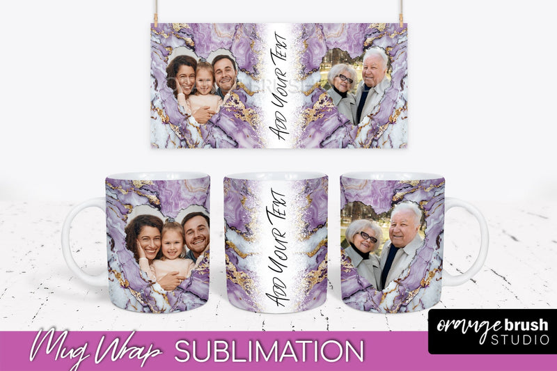 Add Your Photo Mug Wrap - Marble Mug Sublimation Design Sublimation OrangeBrushStudio 