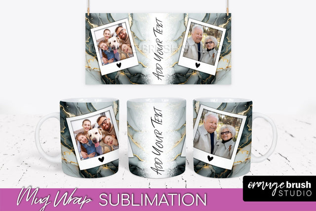 Add Your Photo Mug Wrap - Marble Mug Sublimation Design Sublimation OrangeBrushStudio 