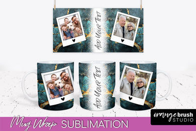 Add Your Photo Mug Wrap - Marble Mug Sublimation Design Sublimation OrangeBrushStudio 